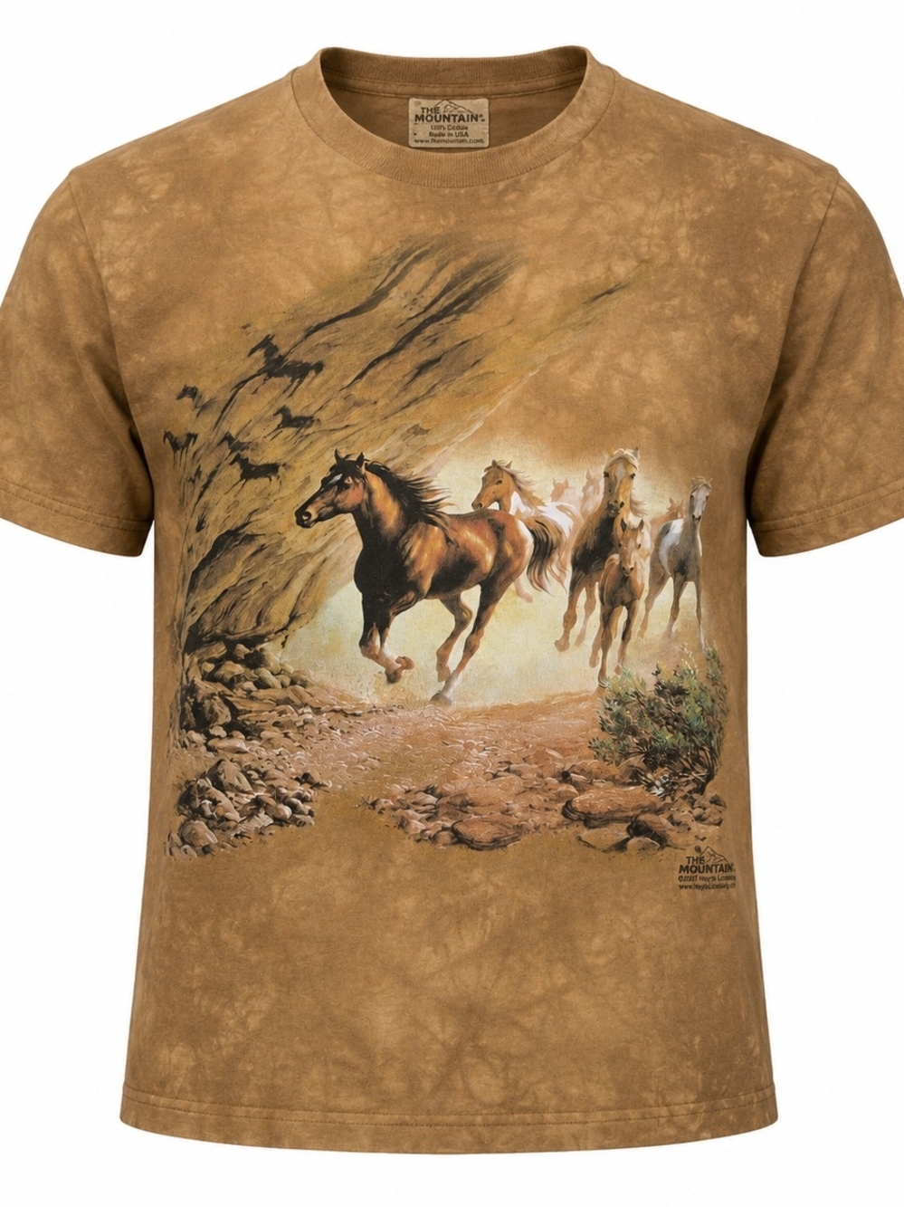 Y2k The Mountain Horse Herd T-shirt Short Sleeve Adults Brown Size Large B7